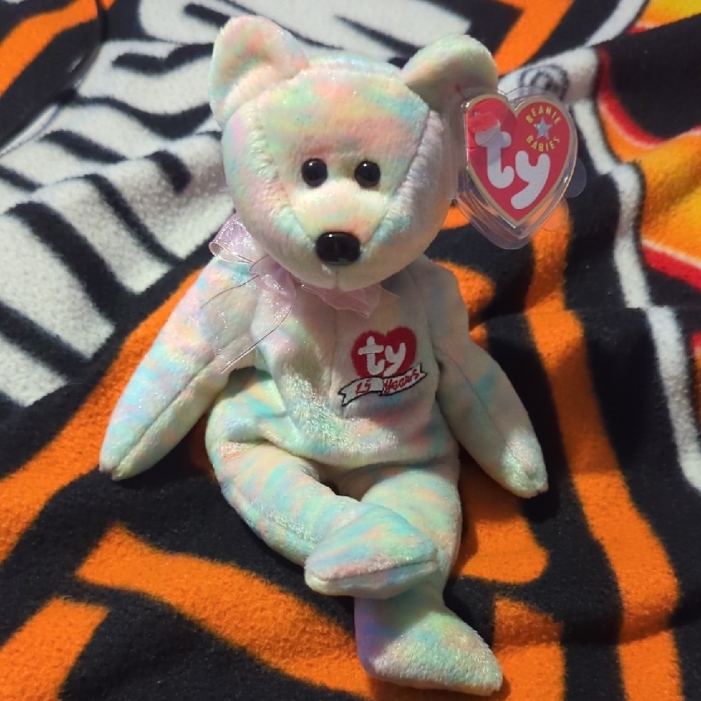 2001 25 Year "Celebrate" Ty Beanie Baby Pastel Bear